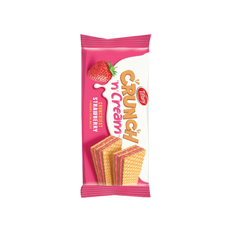TIFFANY CRUNCH N CREAM WAFERS STRAWBERRY 65GM