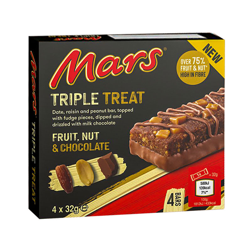 MARS TRIPLE TREAT FRUIT NUT CHOCOLATE 32GM