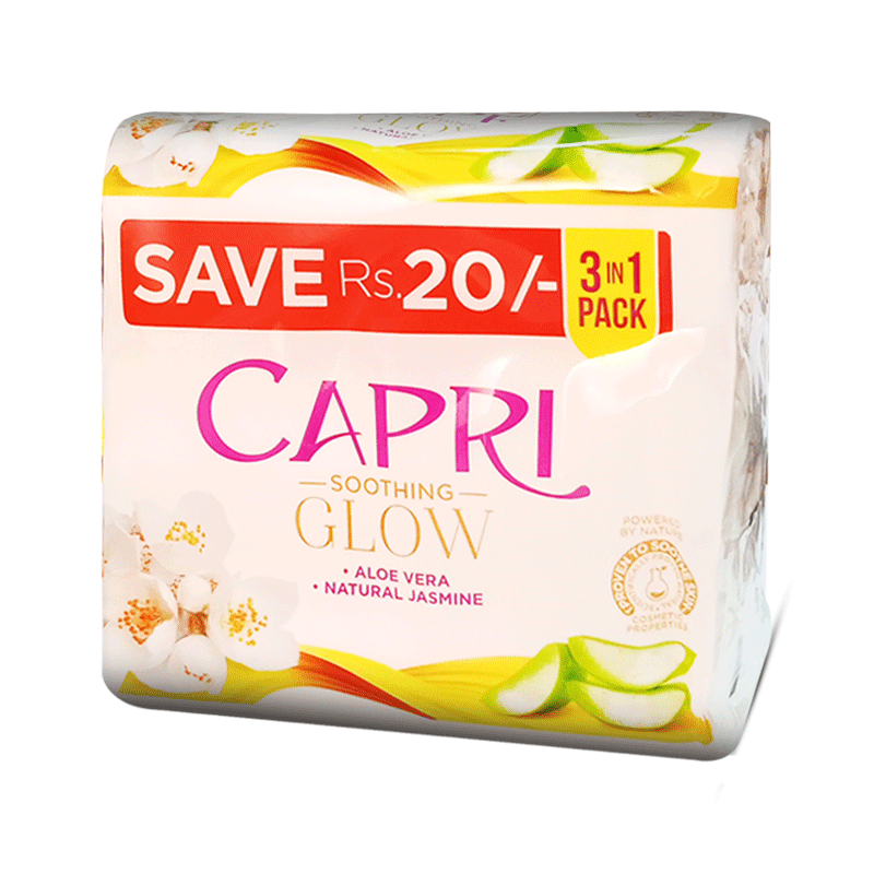 CAPRI SOAP GLOW ALOE VERA NATURAL JASMINE 120GMX3