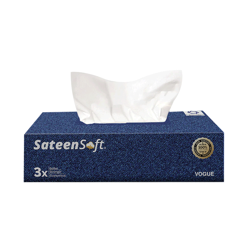 SATEENSOFT TISSUE BOX VOGUE BLUE 75`S