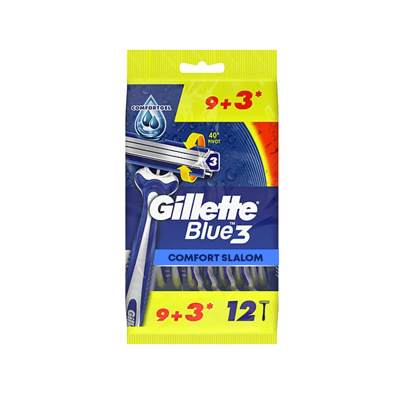 GILLETTE BLUE 3 RAZOR COMFORT SLALOM 9+3=12'S POUCH
