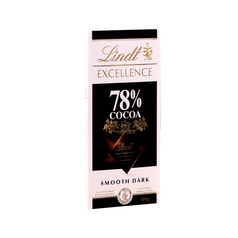 LINDT SMOOTH DARK CHOCOLATE COCOA 78% 100GM
