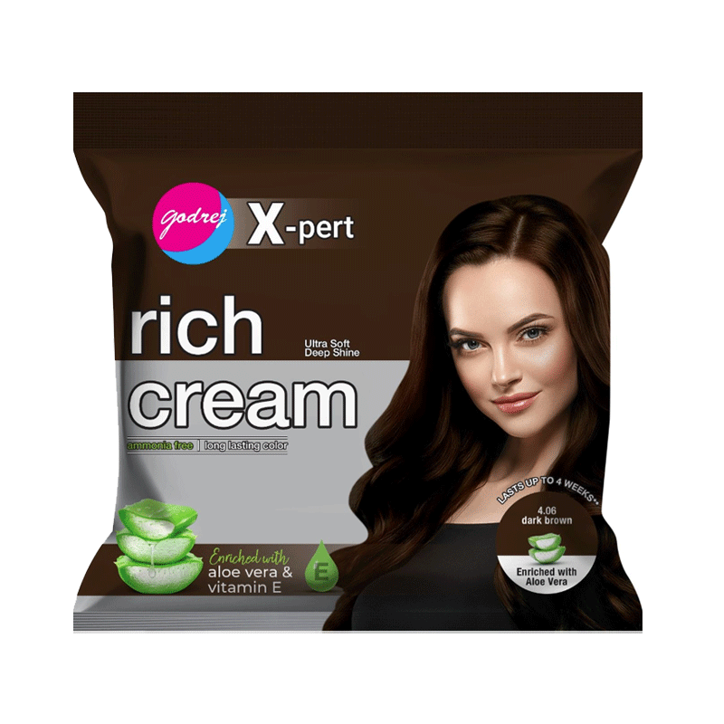 GODREJ HAIR COLOR RICH CREAM 4.06 DARK BROWN 20GM