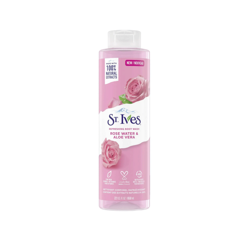 STIVES BODY WASH ROSE WATER & ALOE VERA 650ML