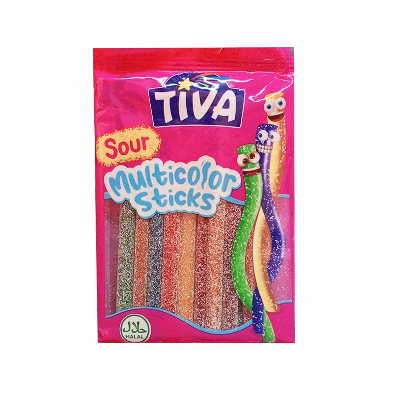 TIVA SOUR MULTICOLOR STICKS JELLY 80GM