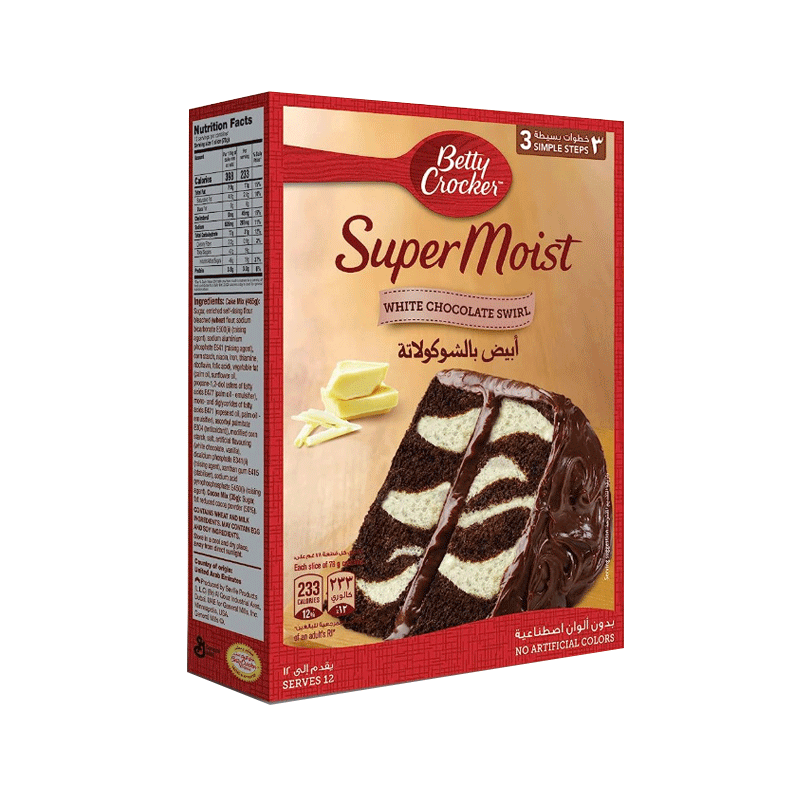 BETTY CROCKER CAKE MIX WHITE CHOCOLATE SWIRL 500GM