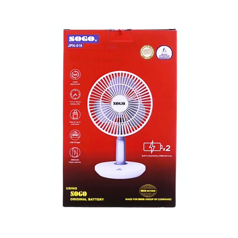 SOGO RECHARGEABLE FAN 519