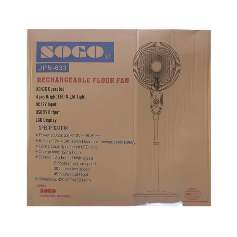 SOGO RECHARGEABLE FAN 633