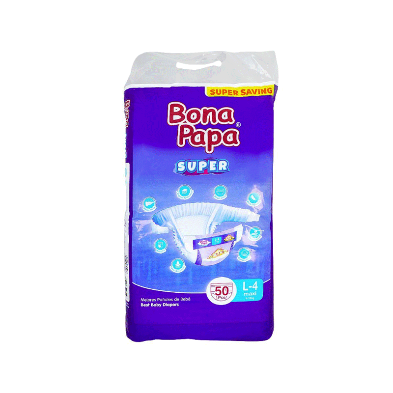 BONA PAPA SUPER BABY DIAPERS LARGE 50PCS