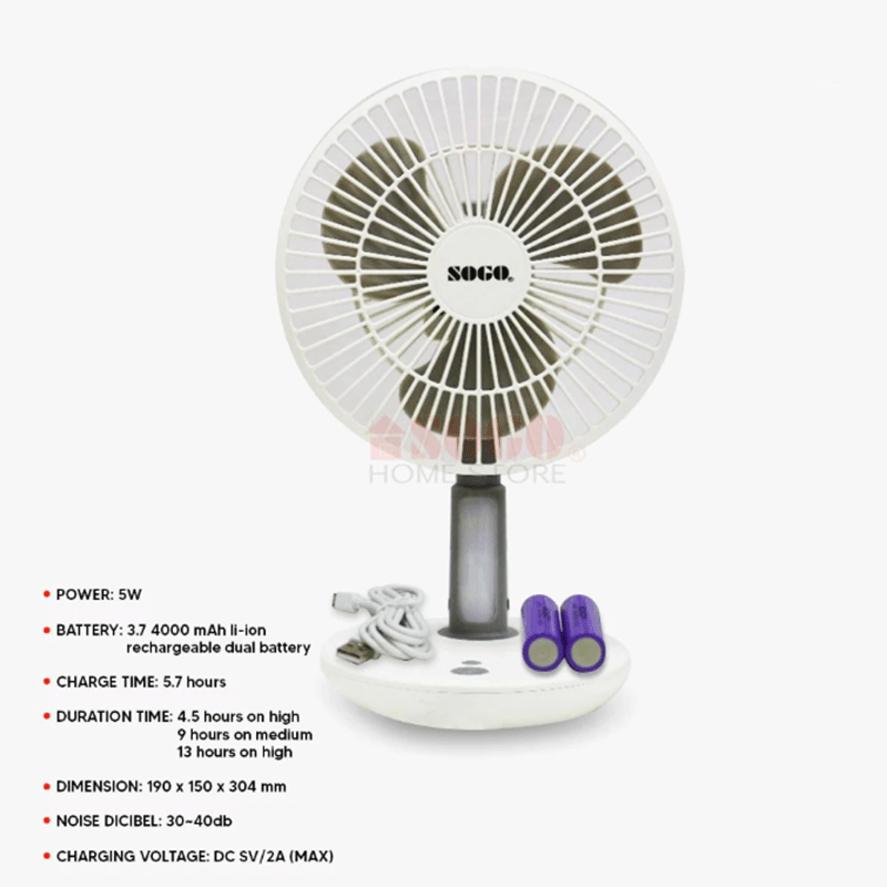 SOGO RECHARGEABLE FAN 519