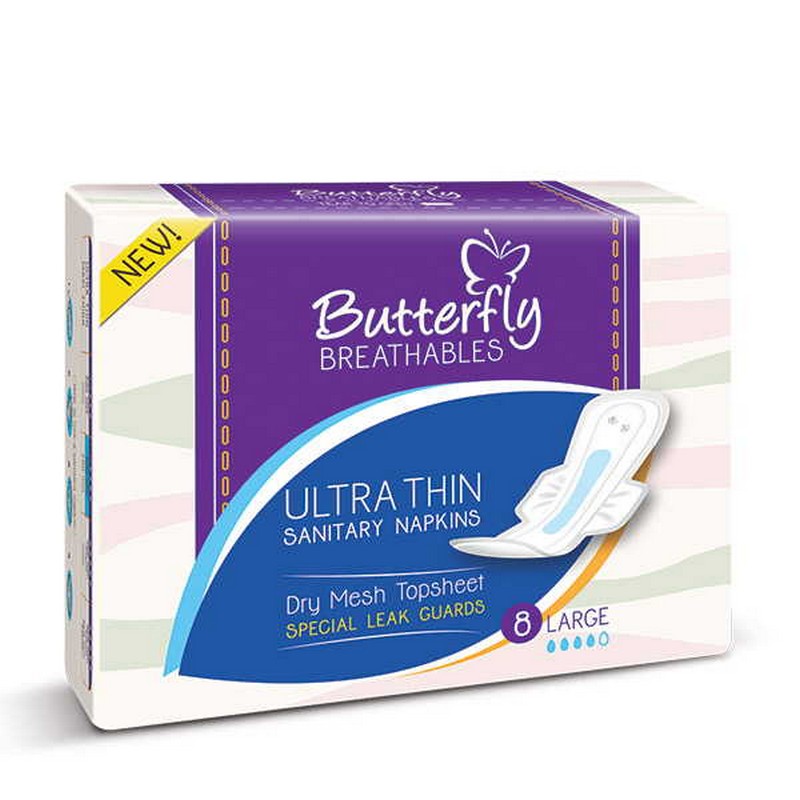BUTTERFLY BREATHABLES PADS ULTRA THIN 8`S NET LARGE