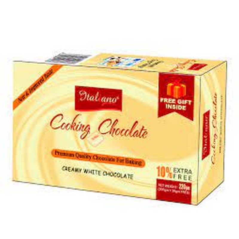 ITALIANO COOKING CHOCOLATE CREAMY WHITE 200GM