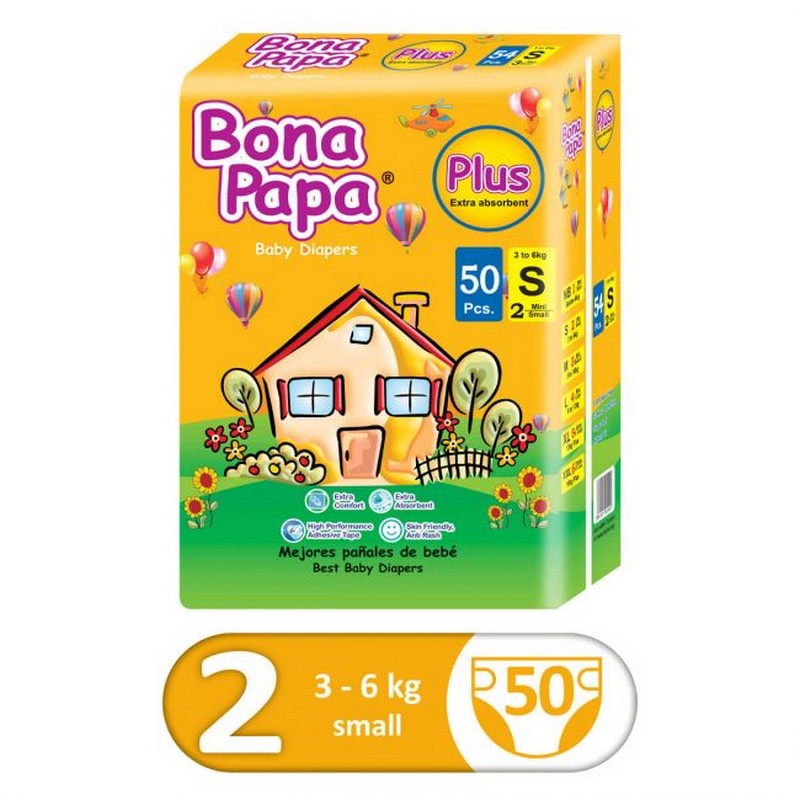 BONA PAPA PLUS BABY DIAPER  SMALL 50`S