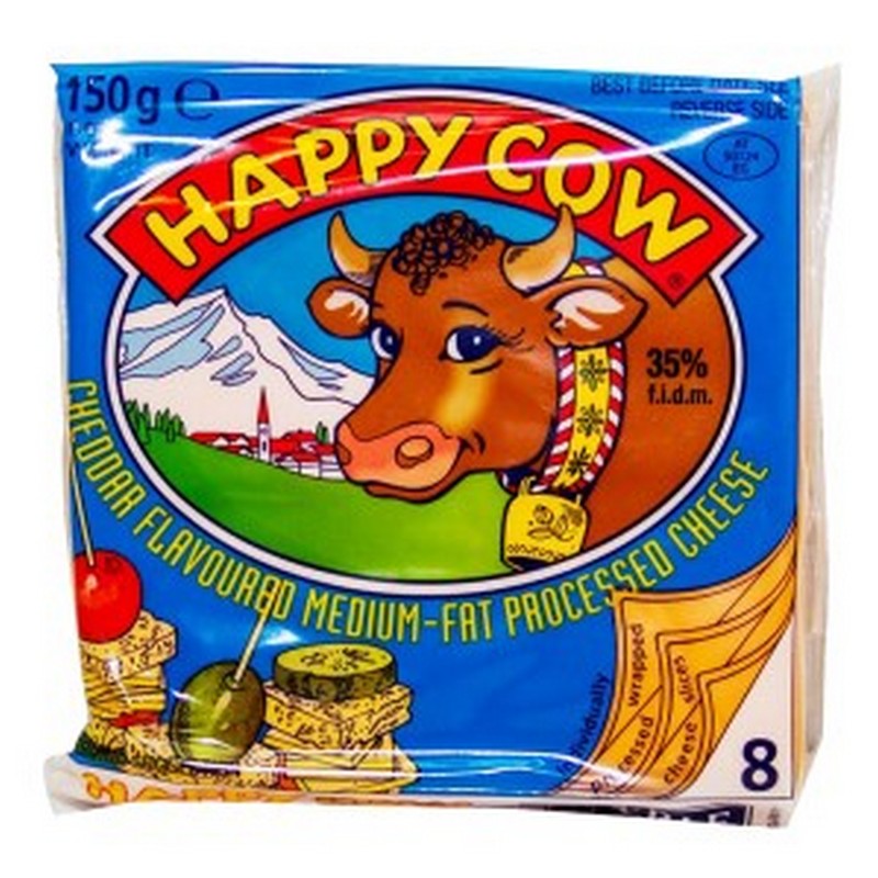 HAPPY COW P.CHEESE CHEDDAR 8 SLICE 150GM