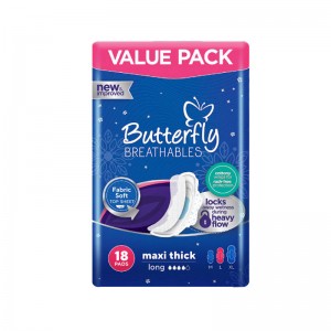 BUTTERFLY BREATHABLE MAXI THIICK LONG 18`S