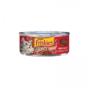 FRISKIES CAT FOOD WITH BEEF IN SAVORY GRAVY TIN 156GM