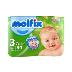MOLFIX BABY DIAPER MEDIUM 34`S