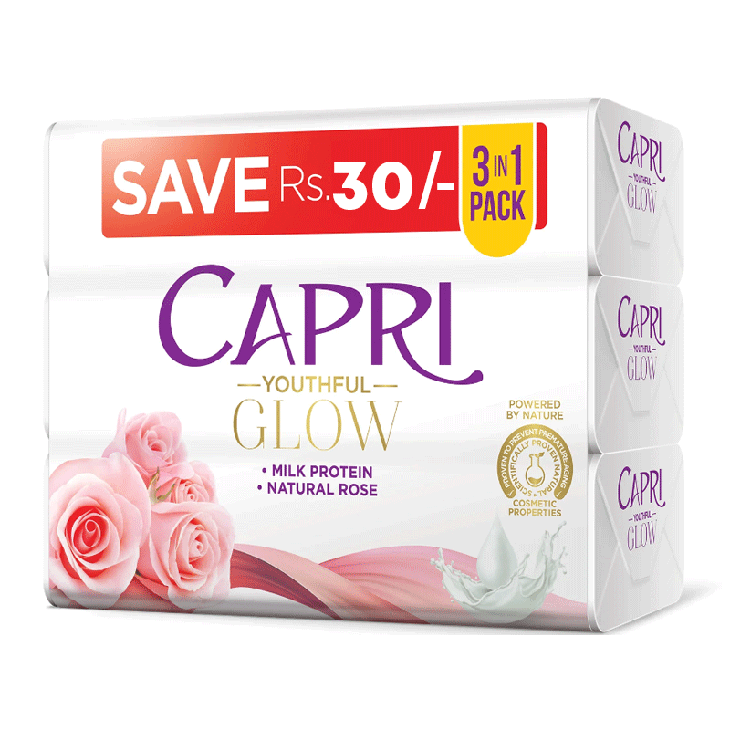 CAPRI SOAP GLOW MILK PROTEIN NATURAL ROSE 150GMX3