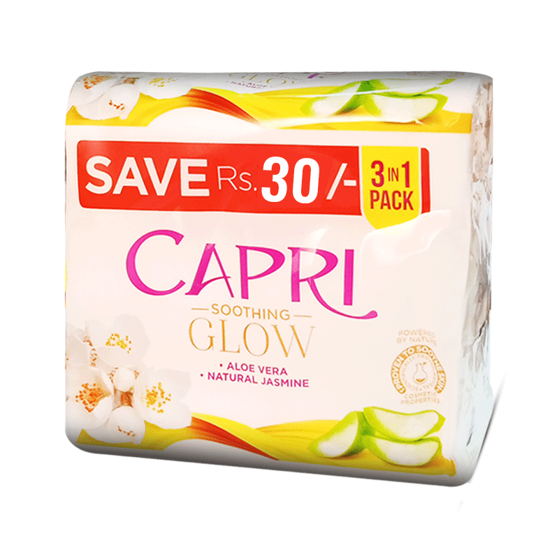 CAPRI SOAP GLOW ALOE VERA NATURAL JASMINE 150GMX3