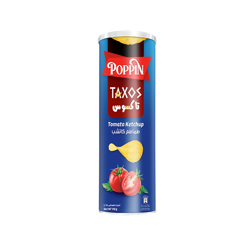 POPPIN TAXOS CHIPS TOMATO KETCHUP 110GM