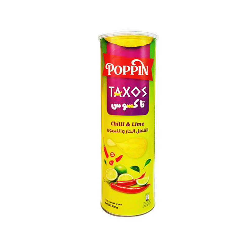POPPIN TAXOS CHIPS CHILLI & LIME 110GM