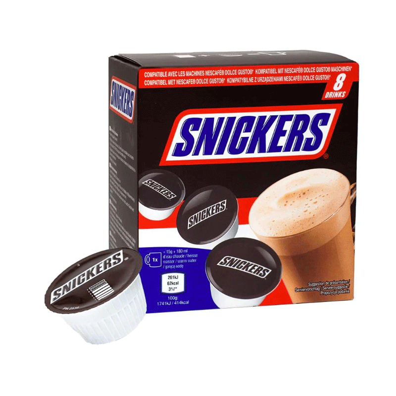 SNICKERS HOT CHOCOLATE PODS 8'S BOX