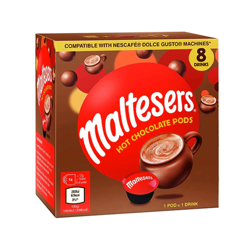 MALTESERS HOT CHOCOLATE PODS 8'S BOX