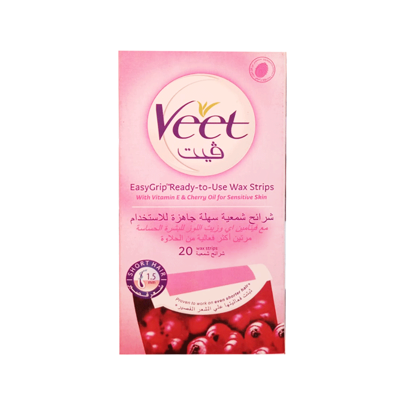VEET BODY WAX STRIP VITAMIN E& CHERRY OIL FOR SENSITIVE SKIN 20'S
