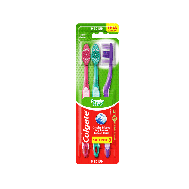 COLGATE TOOTH BRUSH PREMIER CLEAN MEDIUM TRIPLE PACK
