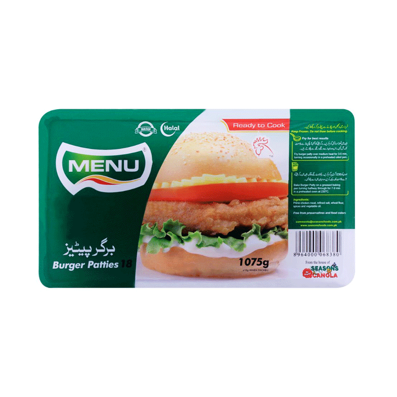 MENU BURGER PATTIES 18PCS 1075GM