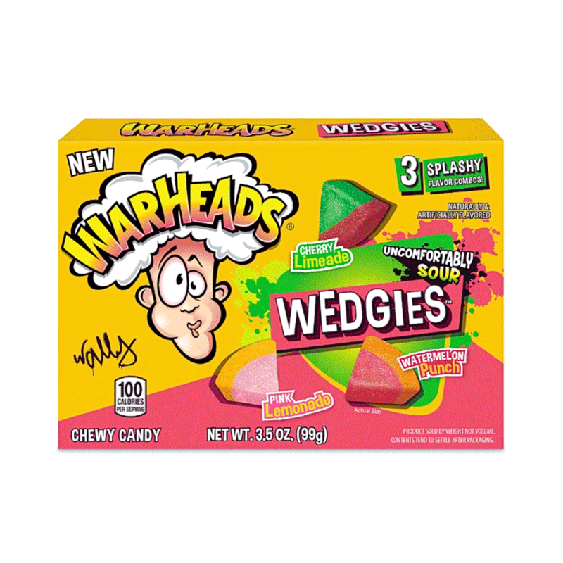 WARHEADS CUBES CHERRY LIMEADE WEDGIES CANDY 99GM