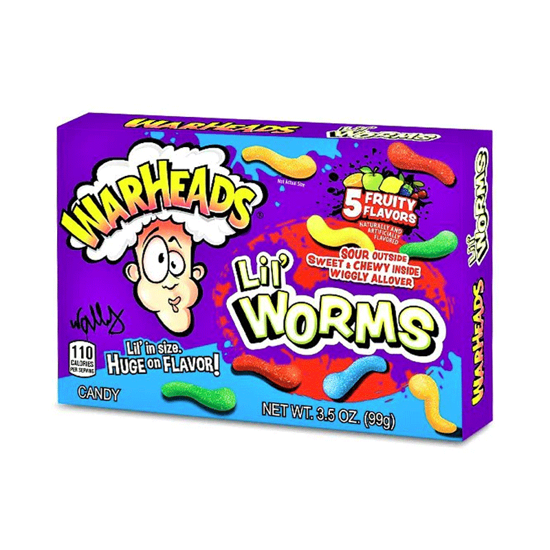 WARHEADS CUBES SOUR LIL WORMS CANDY 99GM