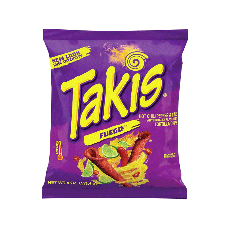 TAKIS FUEGO TORTILLA CHIPS HOT CHILLI &LIME 113.4GM