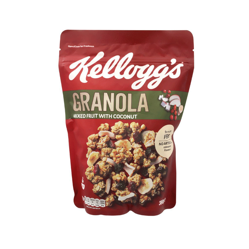 KELLOGGS GRANOLA MIXED FRUIT WITH COCONUT 380GM
