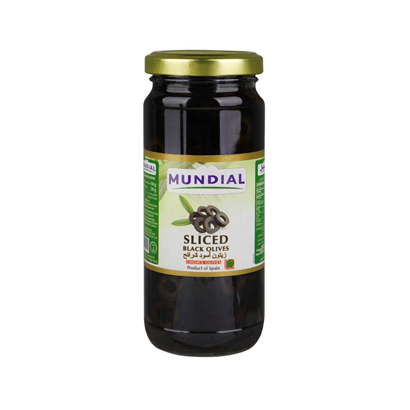 MUNDIAL SLICED BLACK OLIVES 430GM