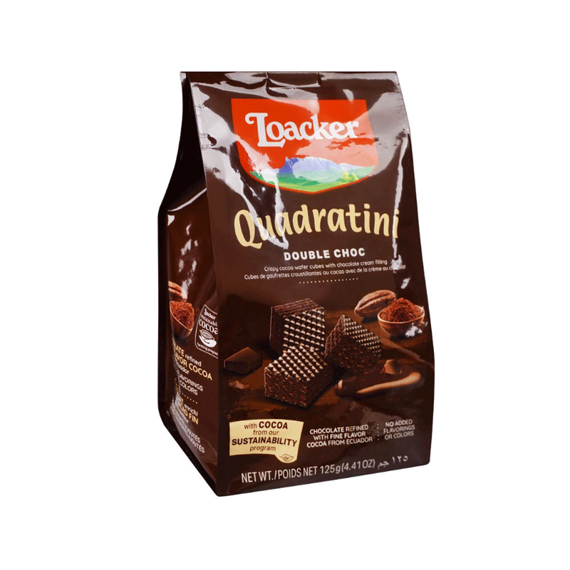 LOACKER QUADRATINI DOUBLE CHOCOLATE 125GM