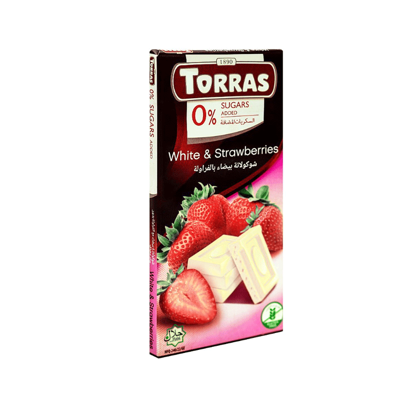 TORRAS CHOCOALTE WHITE & STRAWBERRIES SUGAR FREE 75GM