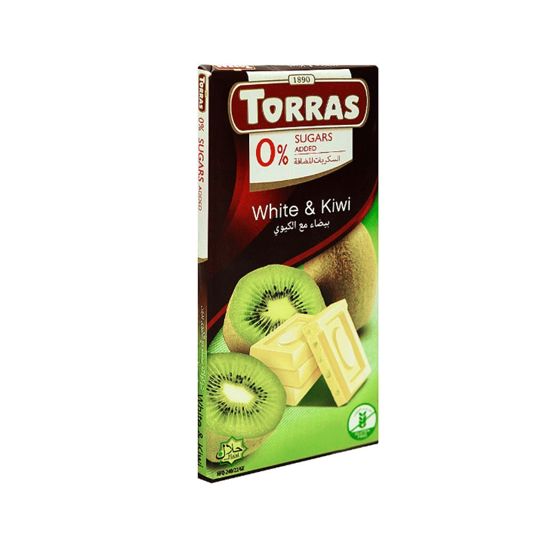 TORRAS CHOCOLATE WHITE & KIWI SUGAR FREE 75GM