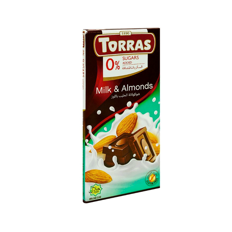 TORRAS CHOCOLATE MILK & ALMOND SUGAR FREE 75GM