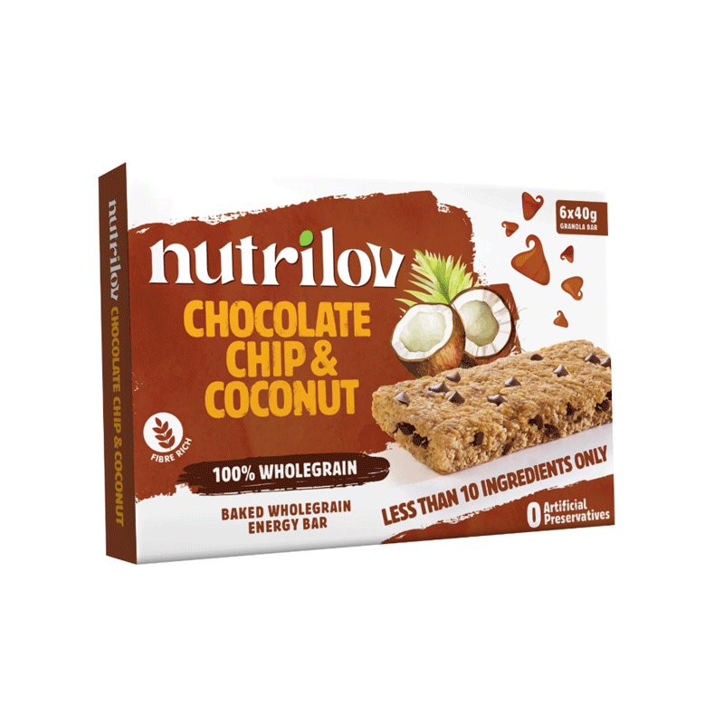 NUTRILOV GRANOLA CHOCOLATE CHIP & COCONUT 6 BAR 270GM