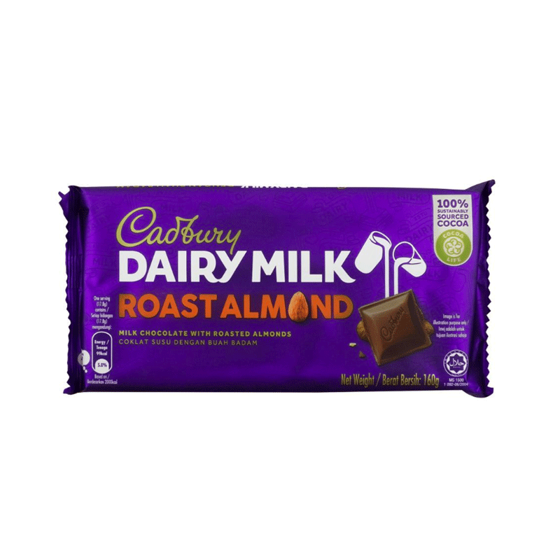 CADBURY DAIRY MILK ROAST ALMOND CHOCOLATE 160GM IMP