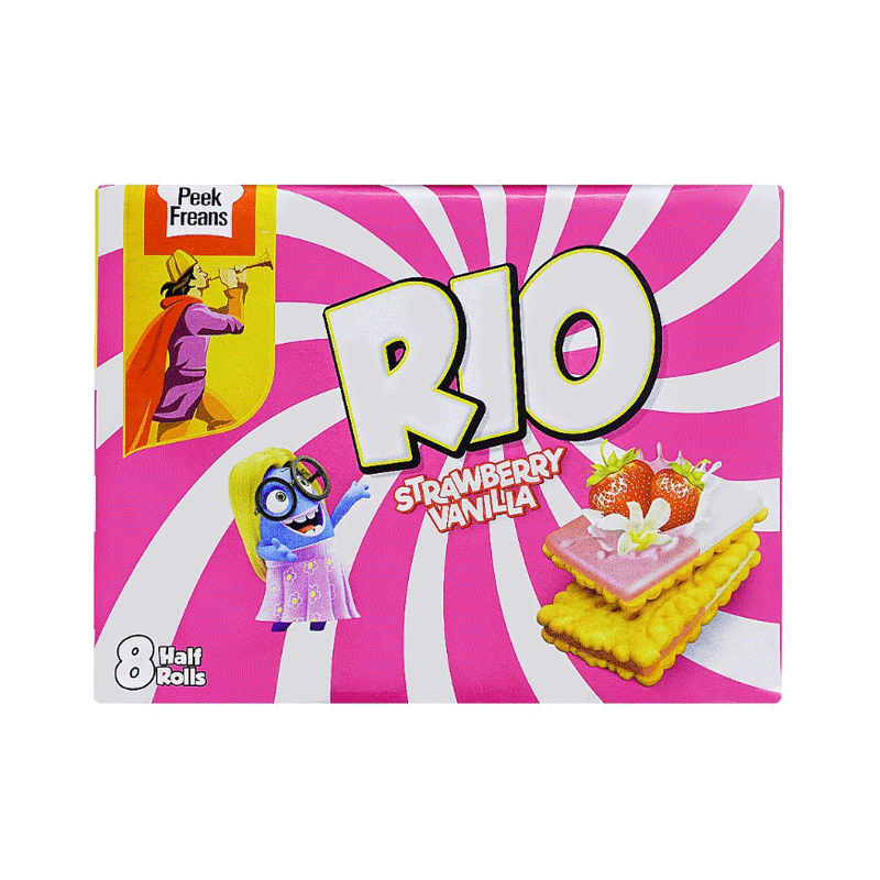 PEEK FREANS RIO STRAWBERRY VANILLA HALF ROLL 8'S