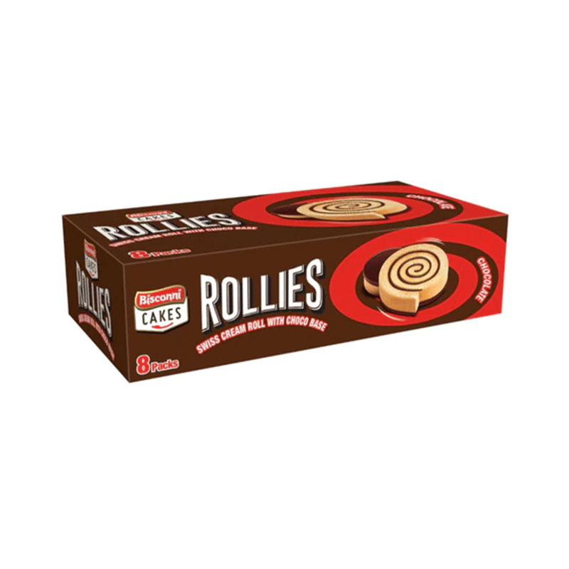 BISCONNI SWISS CREAM ROLL CHOCOLATE 8'S