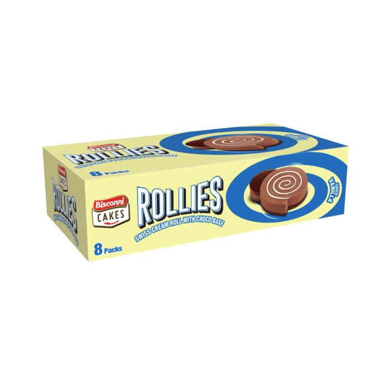 BISCONNI SWISS CREAM ROLL VANILLA CHOCO 8'S