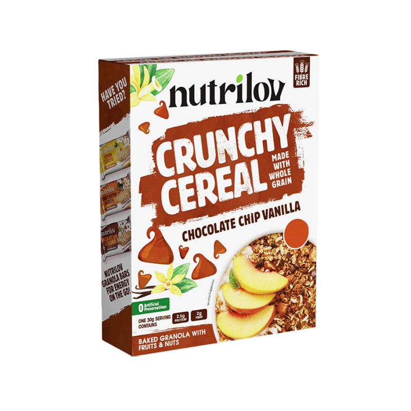 NUTRILOV CRUNCHY CEREAL CHOCOLATE CHIP VANILLA 150GM
