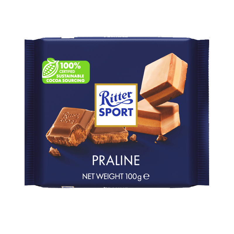 RITTER SPORT CHOCOLATE PRALINE BAR 100GM