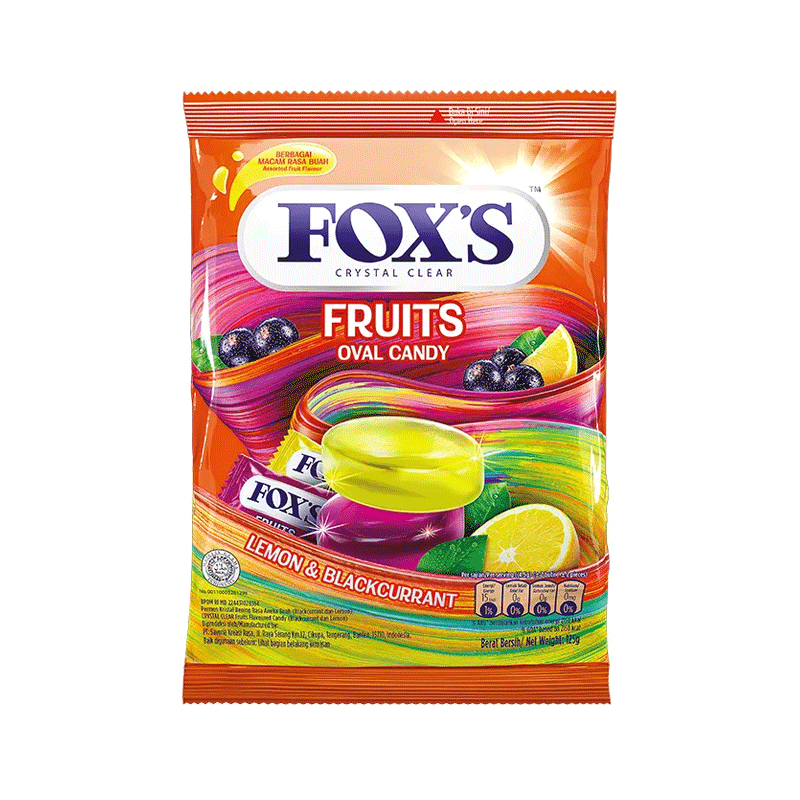 FOX FRUITS OVAL CANDY 125GM