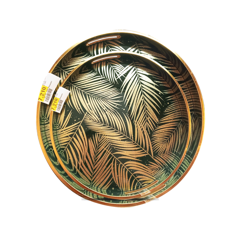 TRAY SET WOOD + GLASS 14051