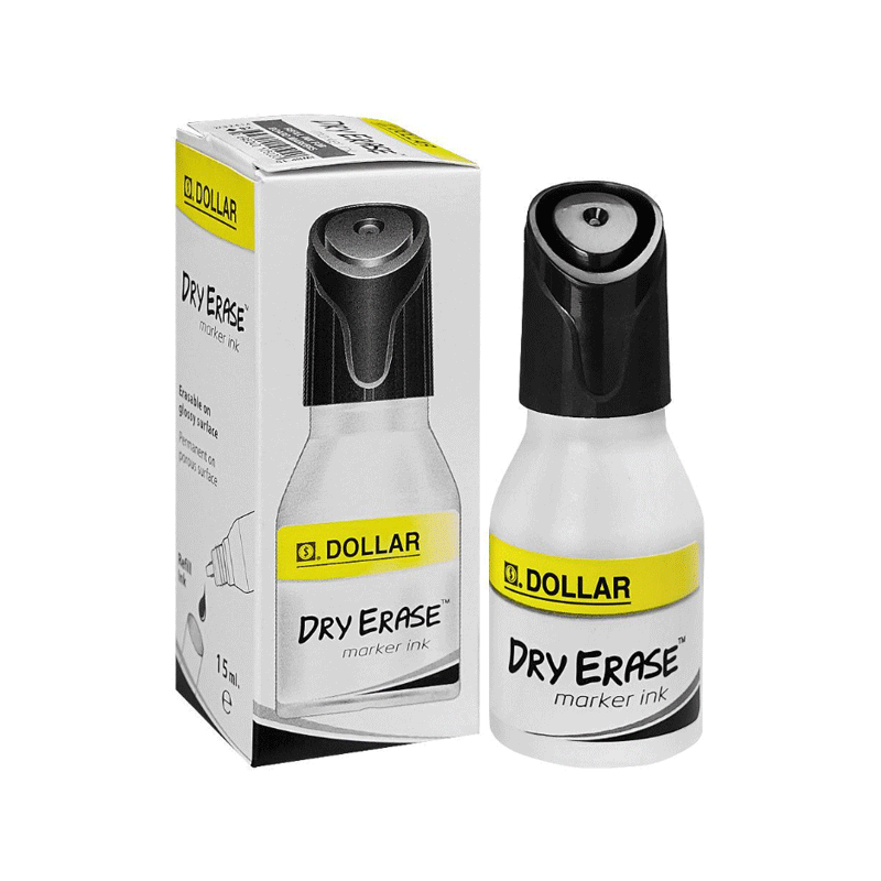 DOLLAR DRY ERASE ON BOARD INK BLACK 15ML