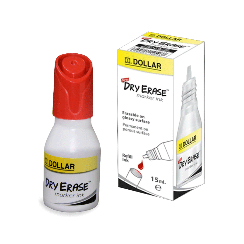 DOLLAR DRY ERASE ON BOARD INK RED 15ML